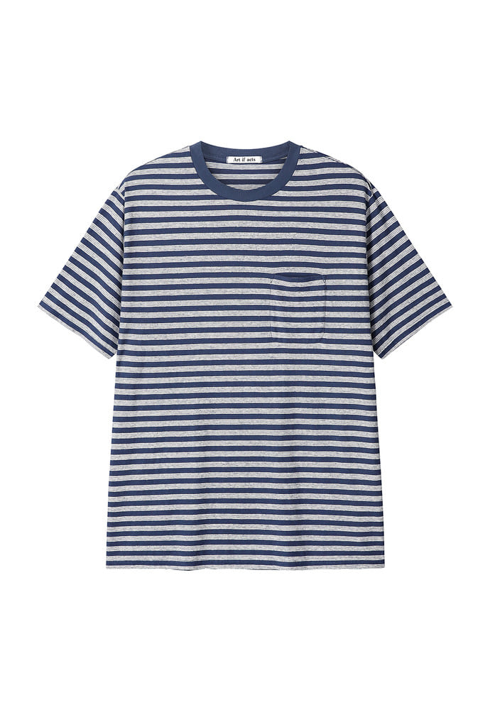 Art if acts - Linen Stripe Pocket Tee (Navy) product image 6 | TRAB K-Fashion Australia