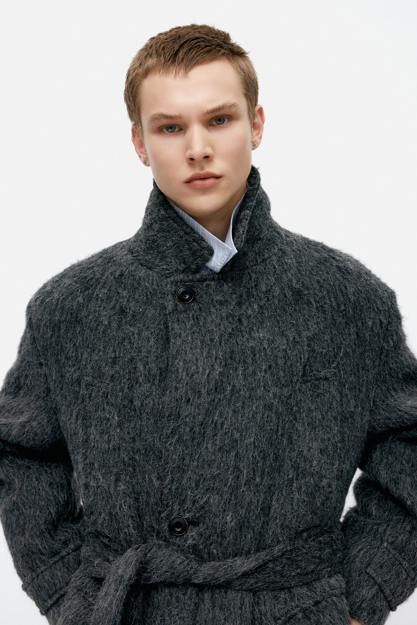 Andersson Bell - Mattia Shaggy Wool Robe Coat (Grey) product image 4 | TRAB K-Fashion Australia