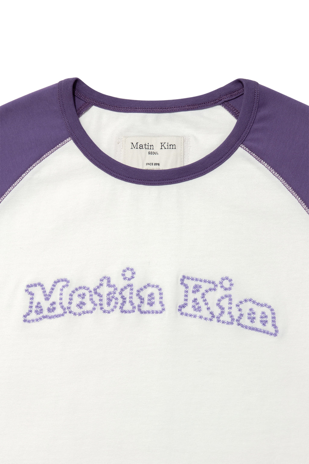 Matin Kim - Flower Stitch Raglan Logo Top (Purple) product image 3 | TRAB K-Fashion Australia