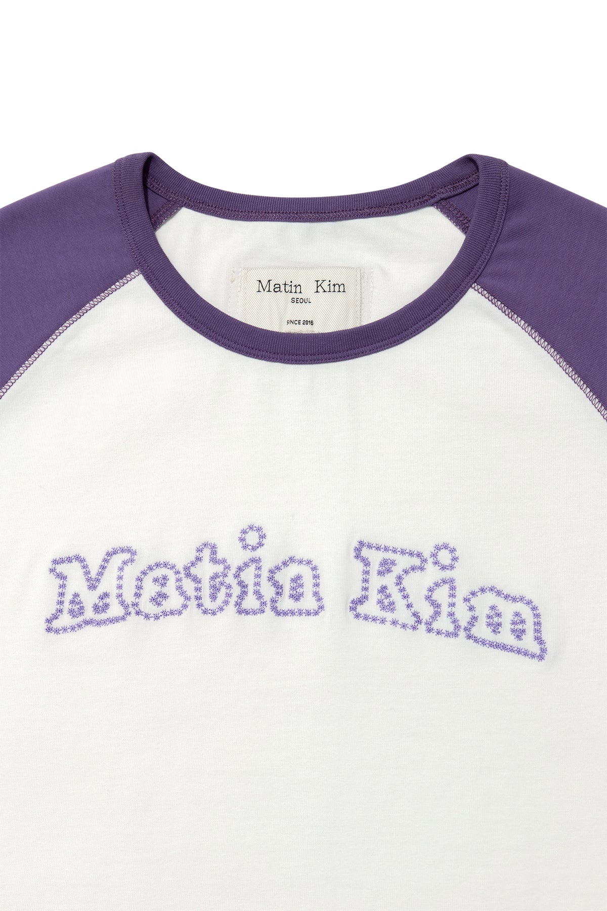Matin Kim - Flower Stitch Raglan Logo Top (Purple) product image 3 | TRAB K-Fashion Australia