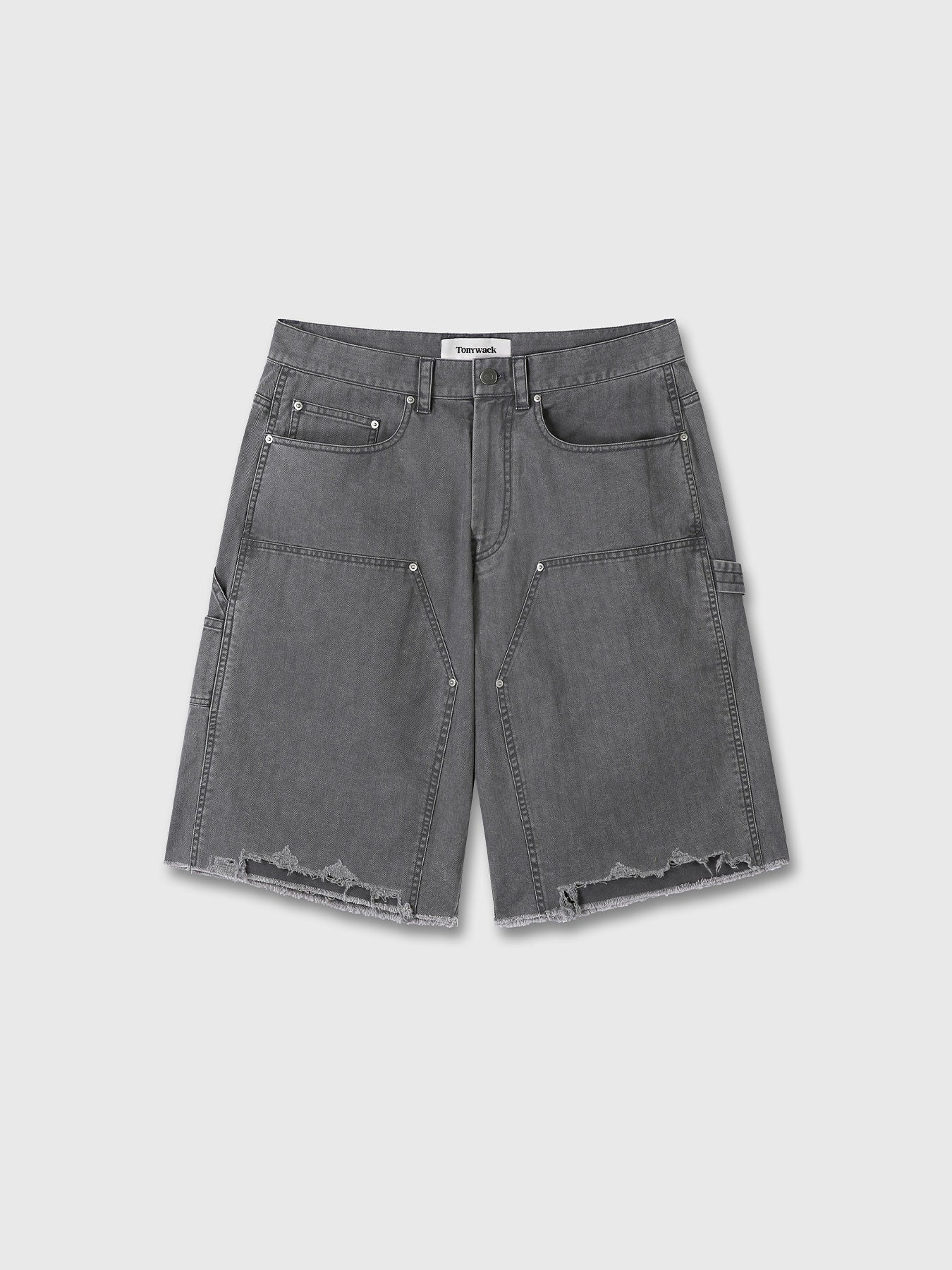 Tonywack - Hand Distressed Hbt Double Knee Shorts (Faded Carbon) product image 9 | TRAB K-Fashion Australia