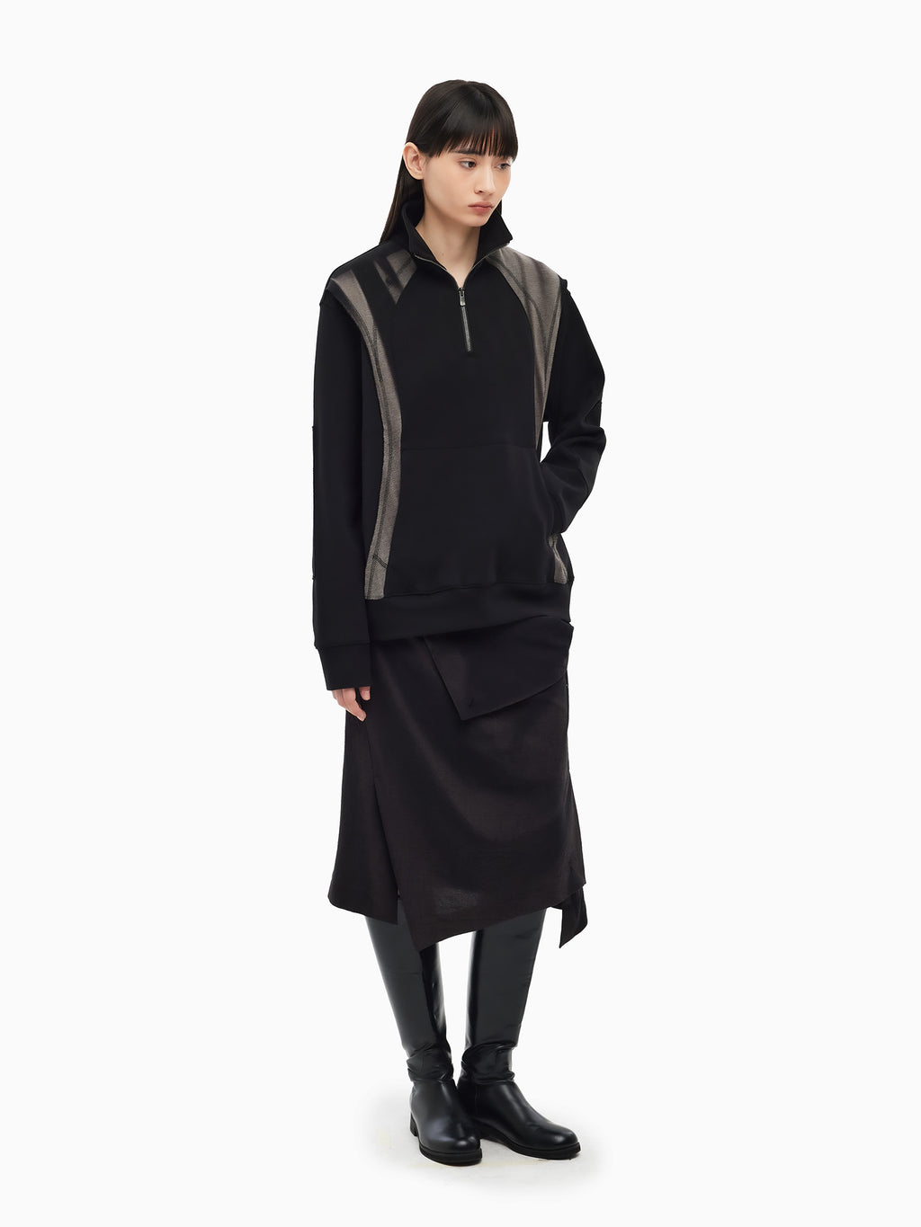 Jiyong Kim - Sun-Bleached Half Zip Sweatshirt (Black) product image 4 | TRAB K-Fashion Australia