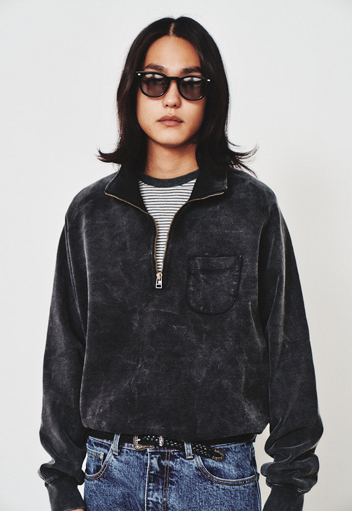 Art if acts - Garment Dyed Half Zipup Sweat (Faded Charcoal) product image 6 | TRAB K-Fashion Australia
