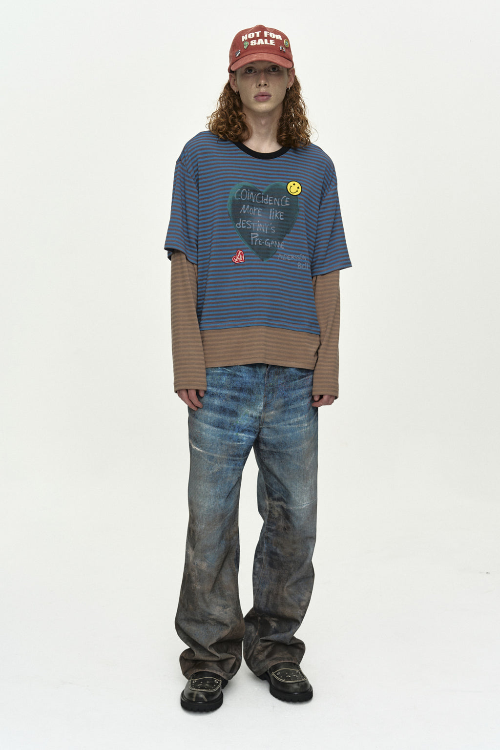 Andersson Bell - (essential) Heart Message Stripe Layered L/s T-Shirt (Essential) product image 2 | TRAB K-Fashion Australia