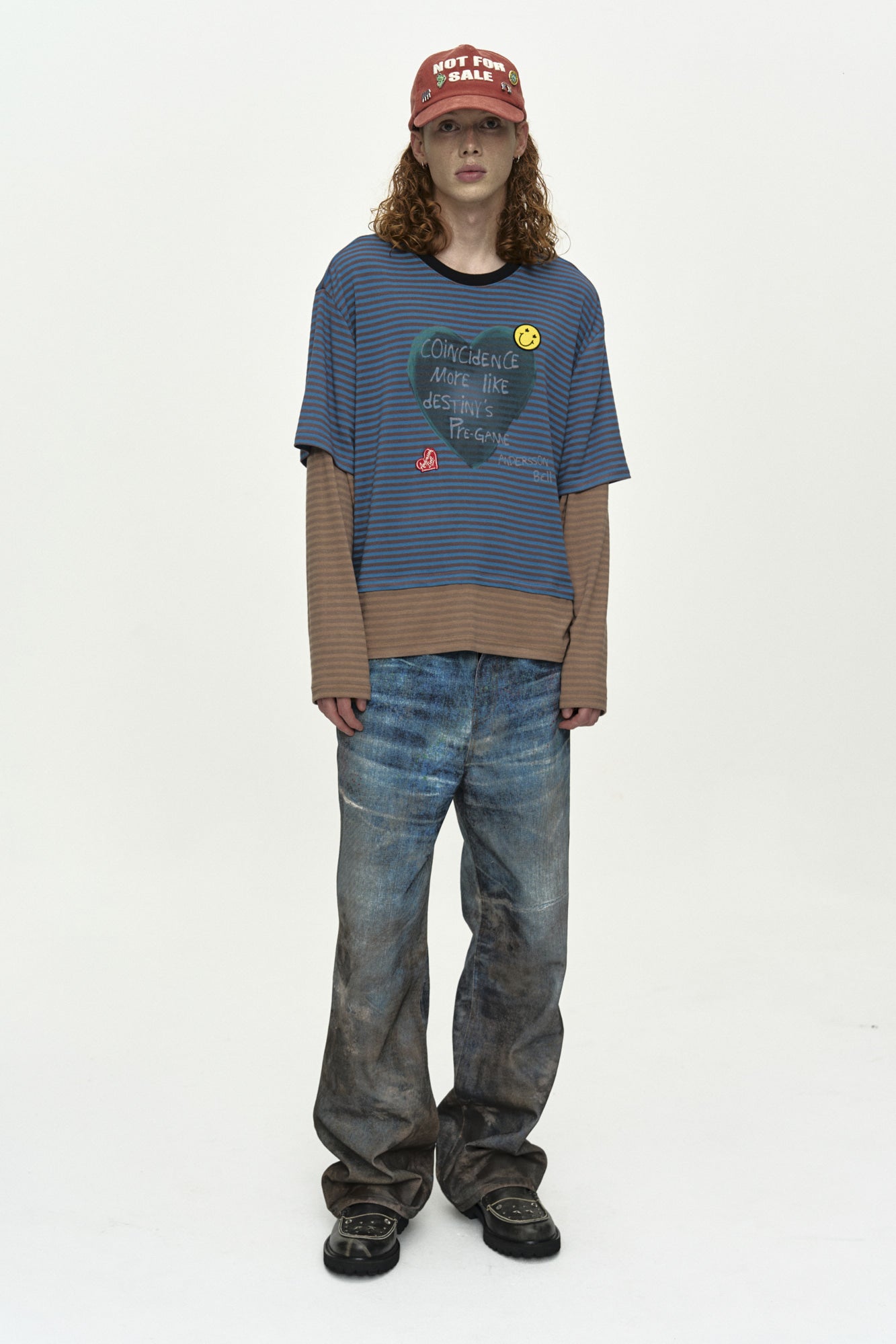 Andersson Bell - (essential) Heart Message Stripe Layered L/s T-Shirt (Essential) product image 2 | TRAB K-Fashion Australia