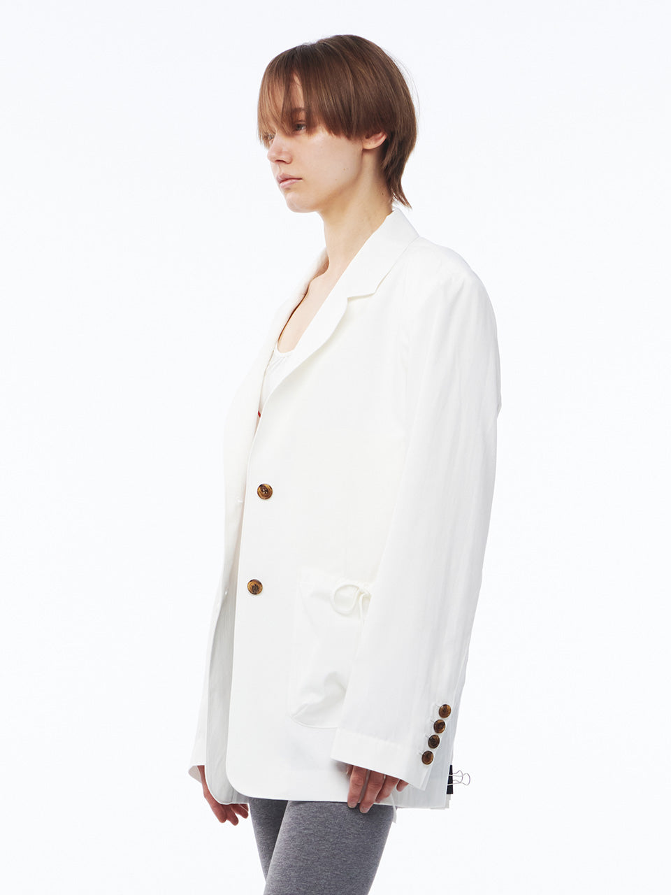 Kijun - Shirring Pocket Blazer (Off-White) product image 1 | TRAB K-Fashion Australia