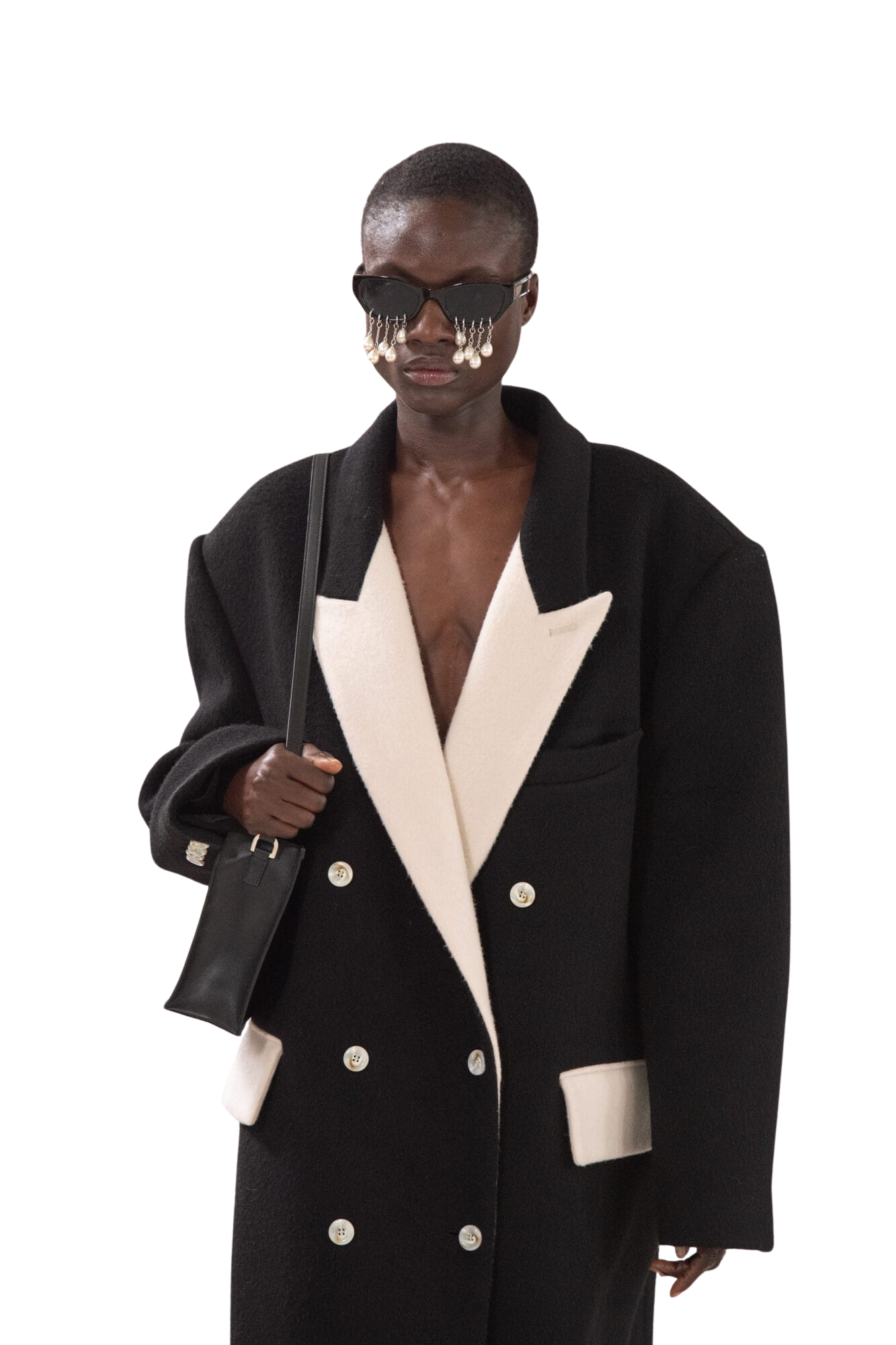 Kimhe Kim - Bi Color Double Breasted Coat (Black/Ivory) product image 2 | TRAB K-Fashion Australia