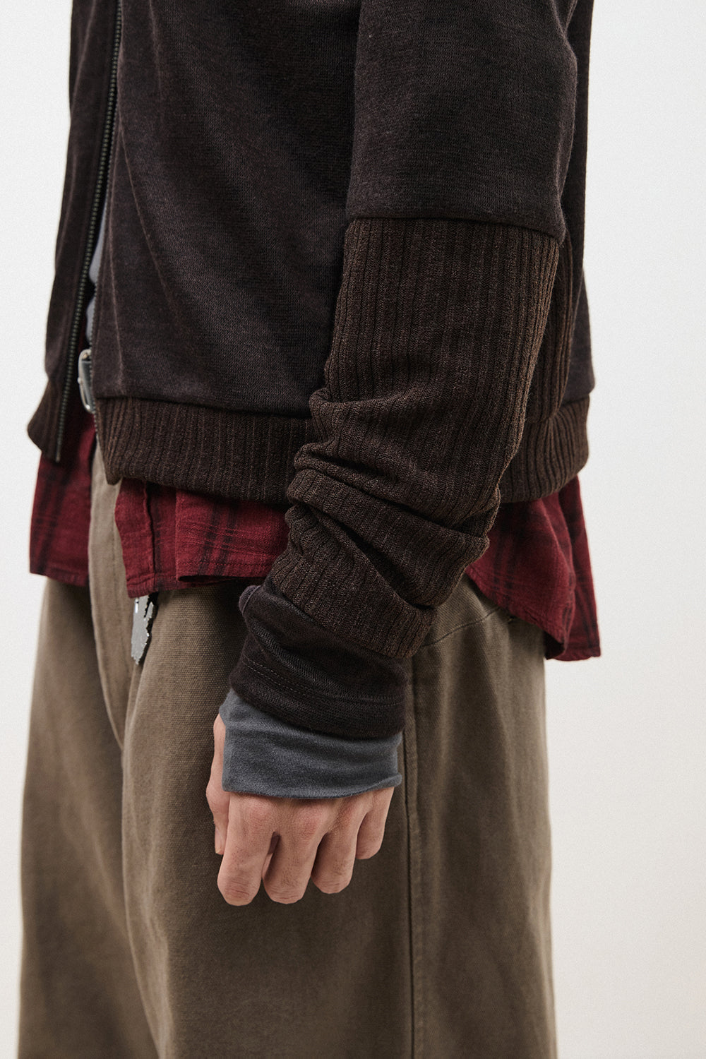 Hatchingroom - Double Sleeve Track Cardigan (Dark Brown) product image 6 | TRAB K-Fashion Australia