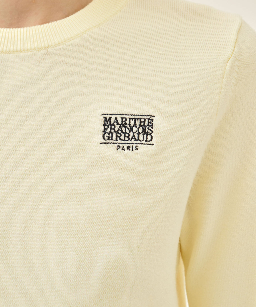 Marithe & Francois Girbaud - Small Classic Logo Crop Knit Pullover (Ivory) product image 3 | TRAB K-Fashion Australia