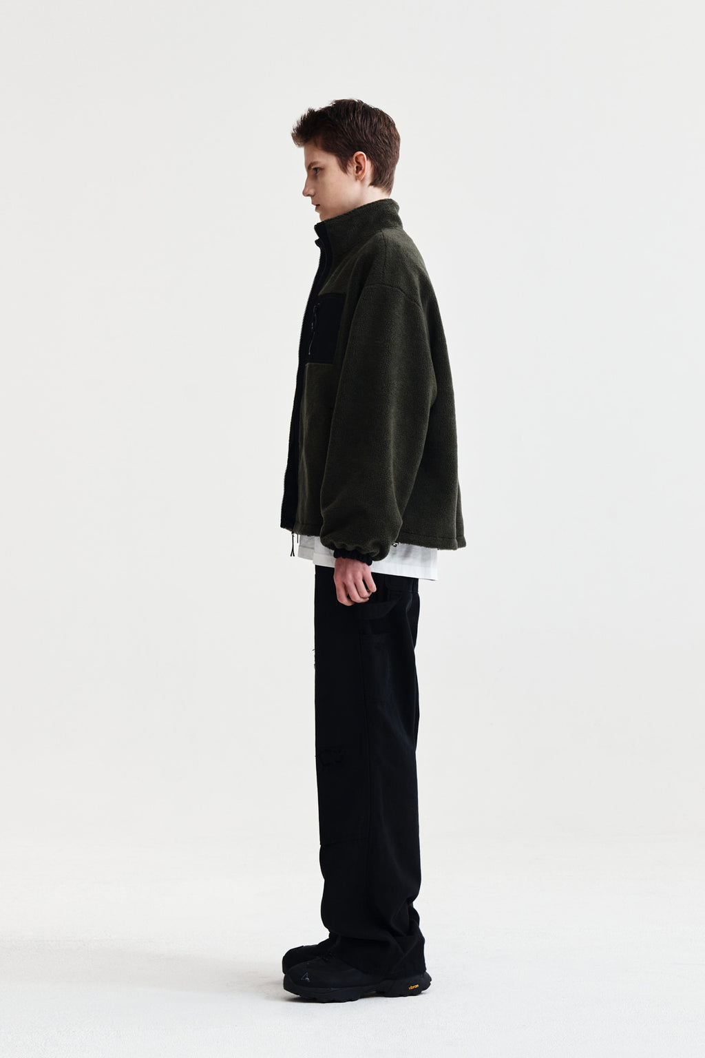 Matin Kim - Reversible Sherpa Zip Up (Khaki) product image 17 | TRAB K-Fashion Australia