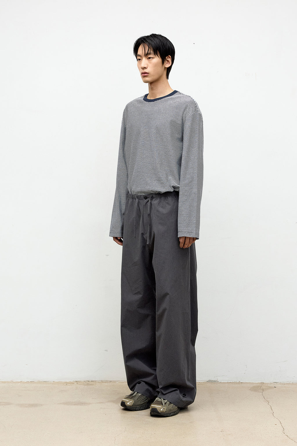 Coor - Cotton Pin Stripe Long Sleeve T-Shirt (Navy) product image 3 | TRAB K-Fashion Australia