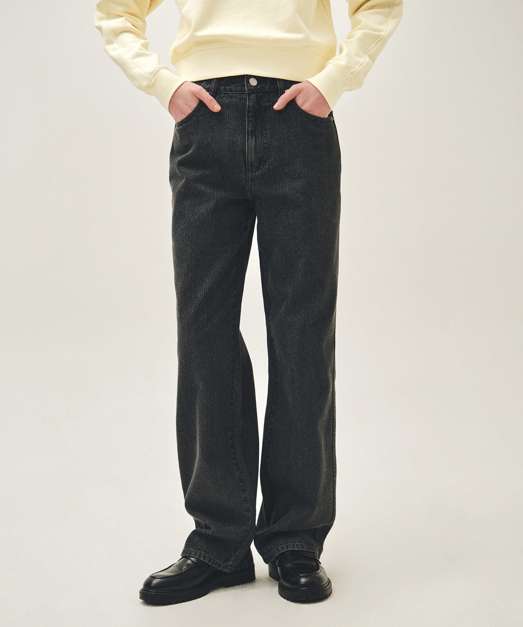 Marithe & Francois Girbaud - High Straight Stripe Denim Pants (Black) product image 1 | TRAB K-Fashion Australia