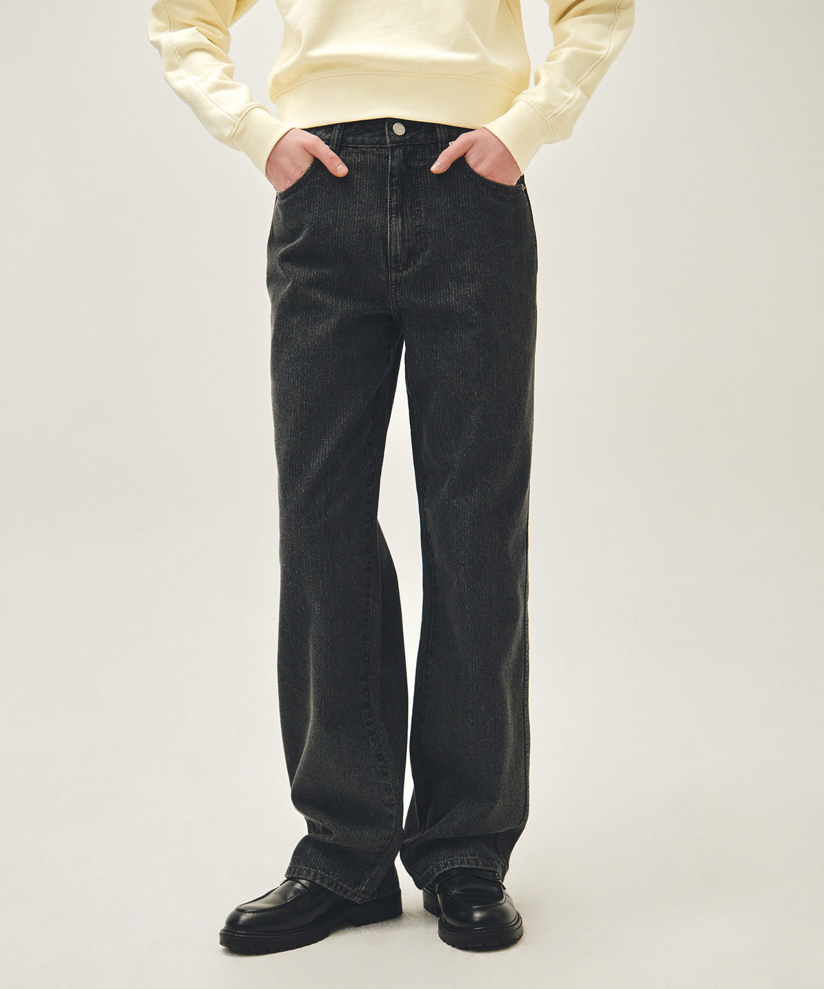 Marithe & Francois Girbaud - High Straight Stripe Denim Pants (Black) product image 1 | TRAB K-Fashion Australia