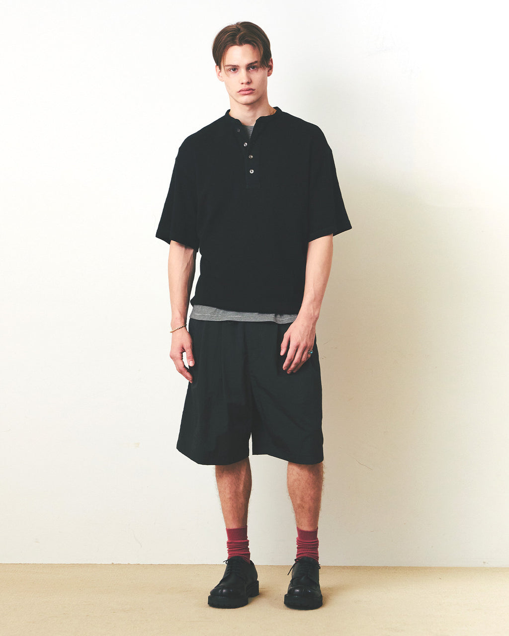 Eastlogue - Anchor Line Henry Neck T-shirts (Black) product image 4 | TRAB K-Fashion Australia