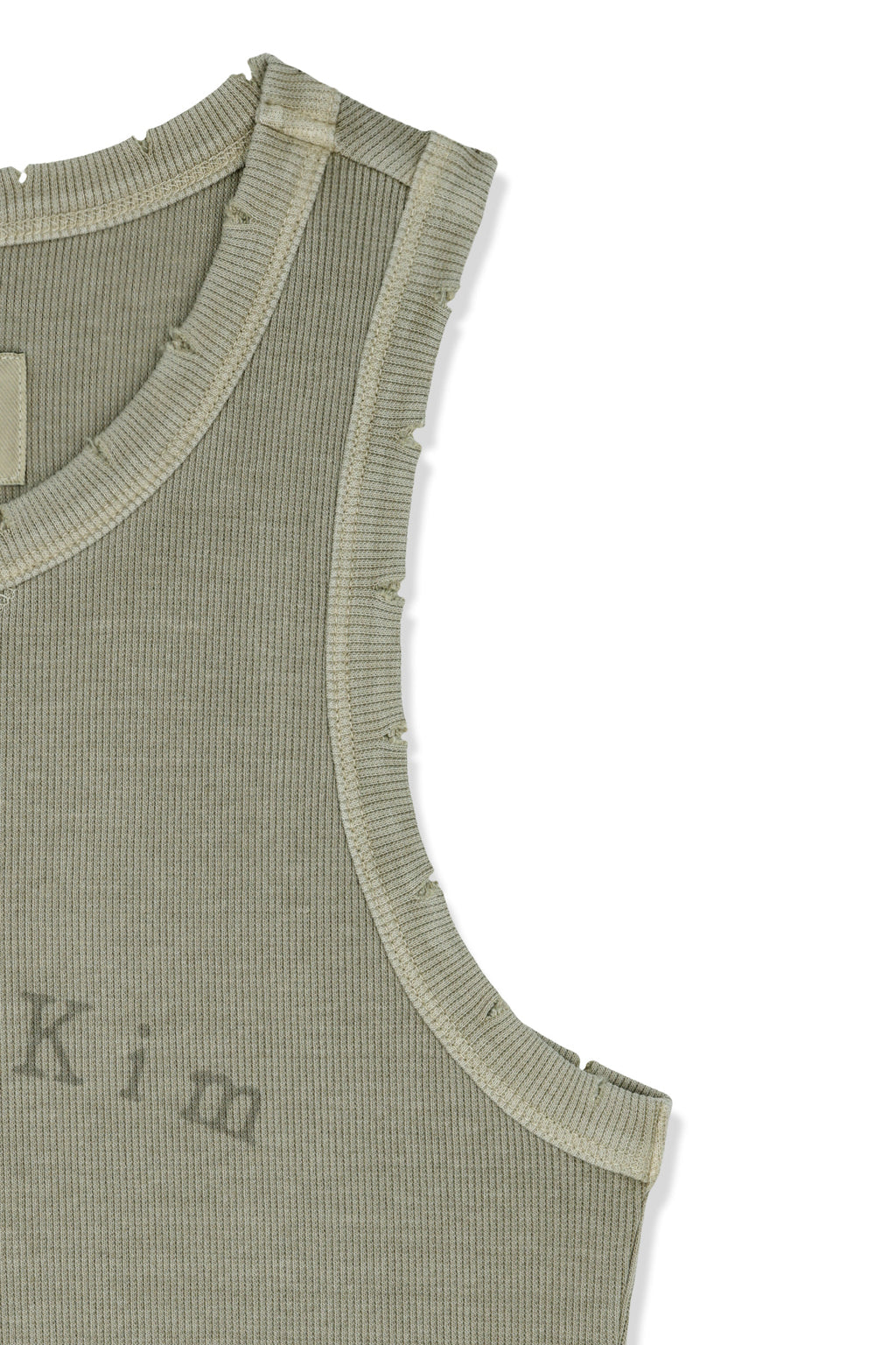 Matin Kim - Distressed Sleeveless Logo Top (Beige) product image 4 | TRAB K-Fashion Australia