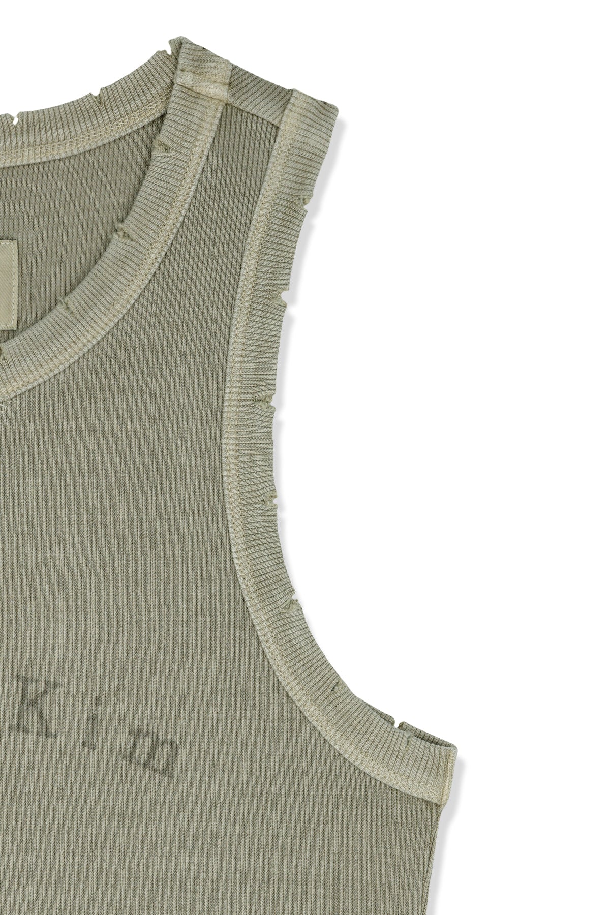 Matin Kim - Distressed Sleeveless Logo Top (Beige) product image 4 | TRAB K-Fashion Australia