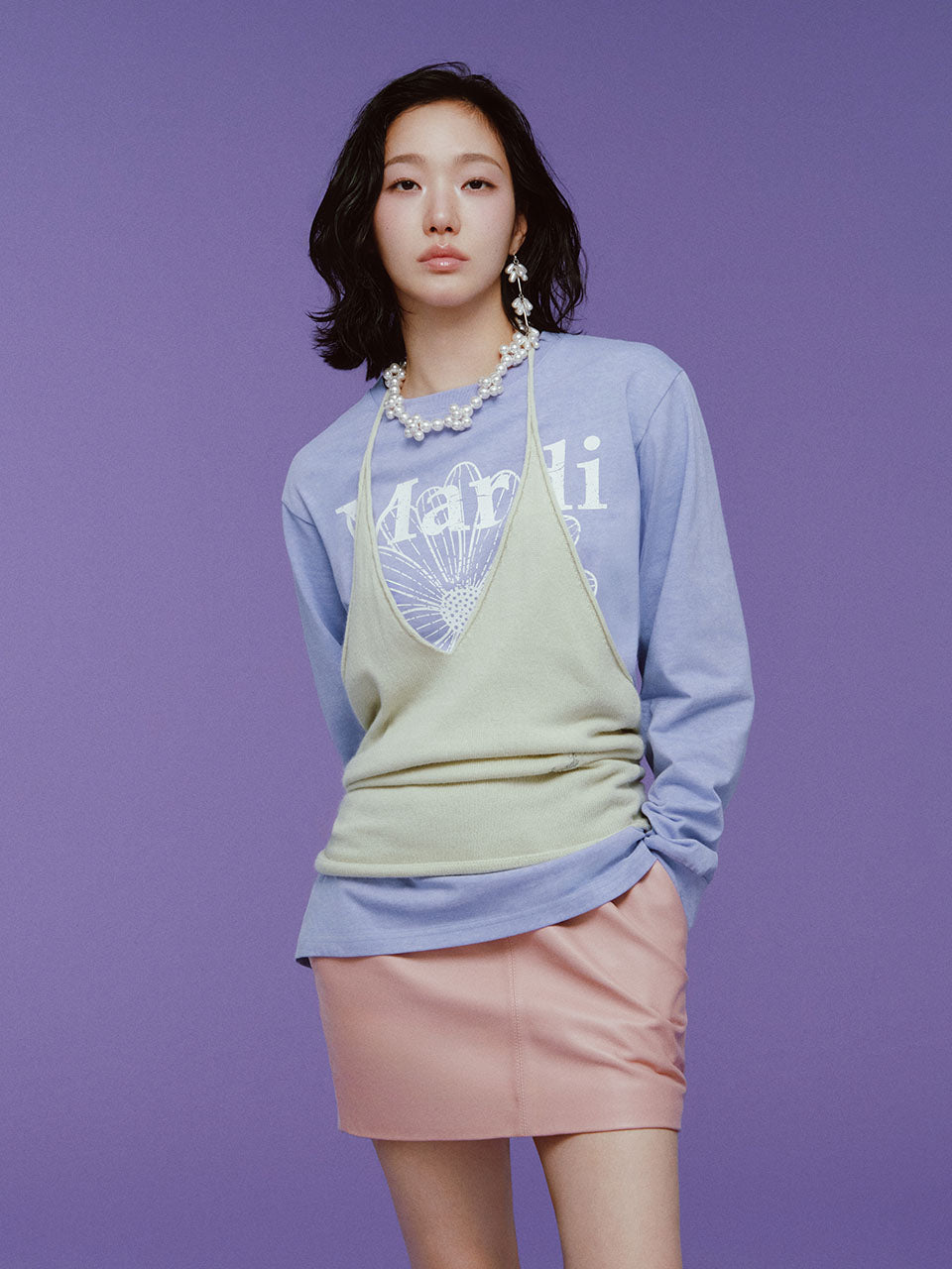Mardi Mercredi - Cashmere Wool Blend Halter Neck Knit Top (Applegreen) product image 1 | TRAB K-Fashion Australia