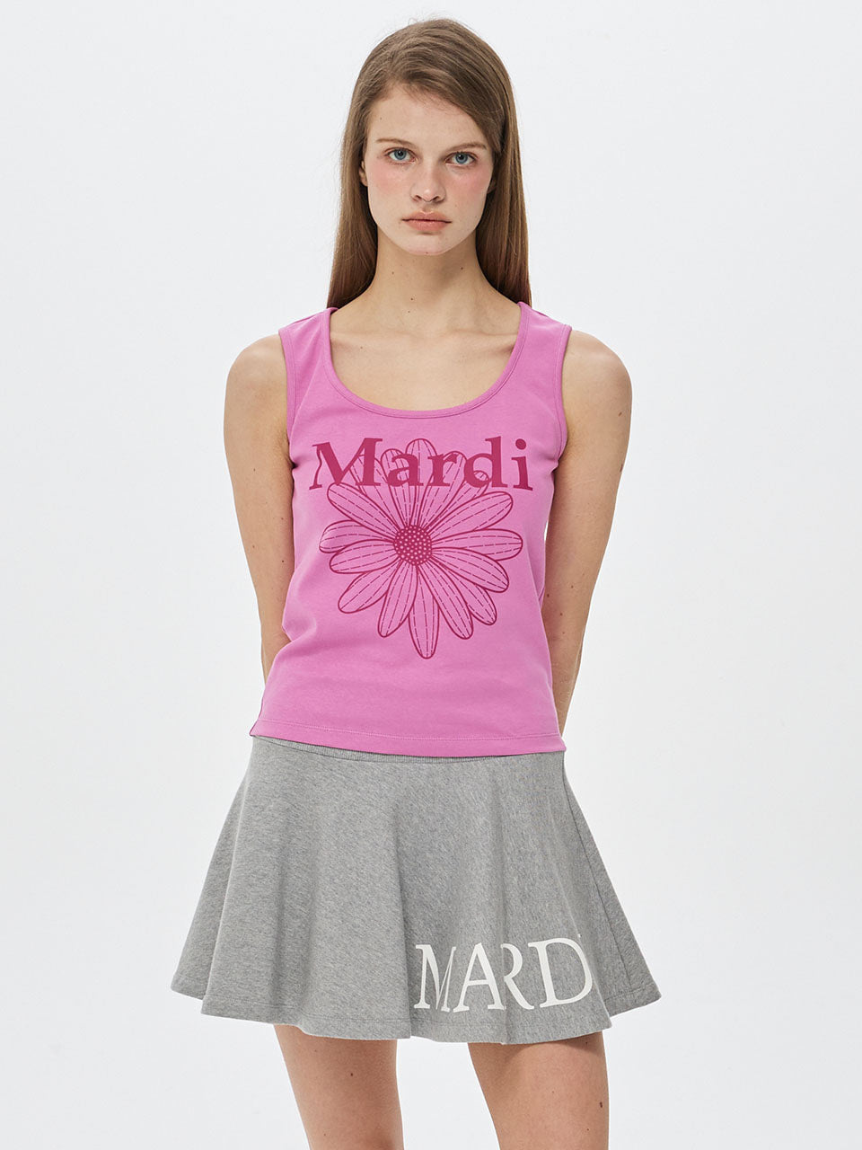 Mardi Mercredi - [Pre-Order – Ships June 26] Flare Mini Skirt Mardi Serif Logo (Grey) product image 1 | TRAB K-Fashion Australia