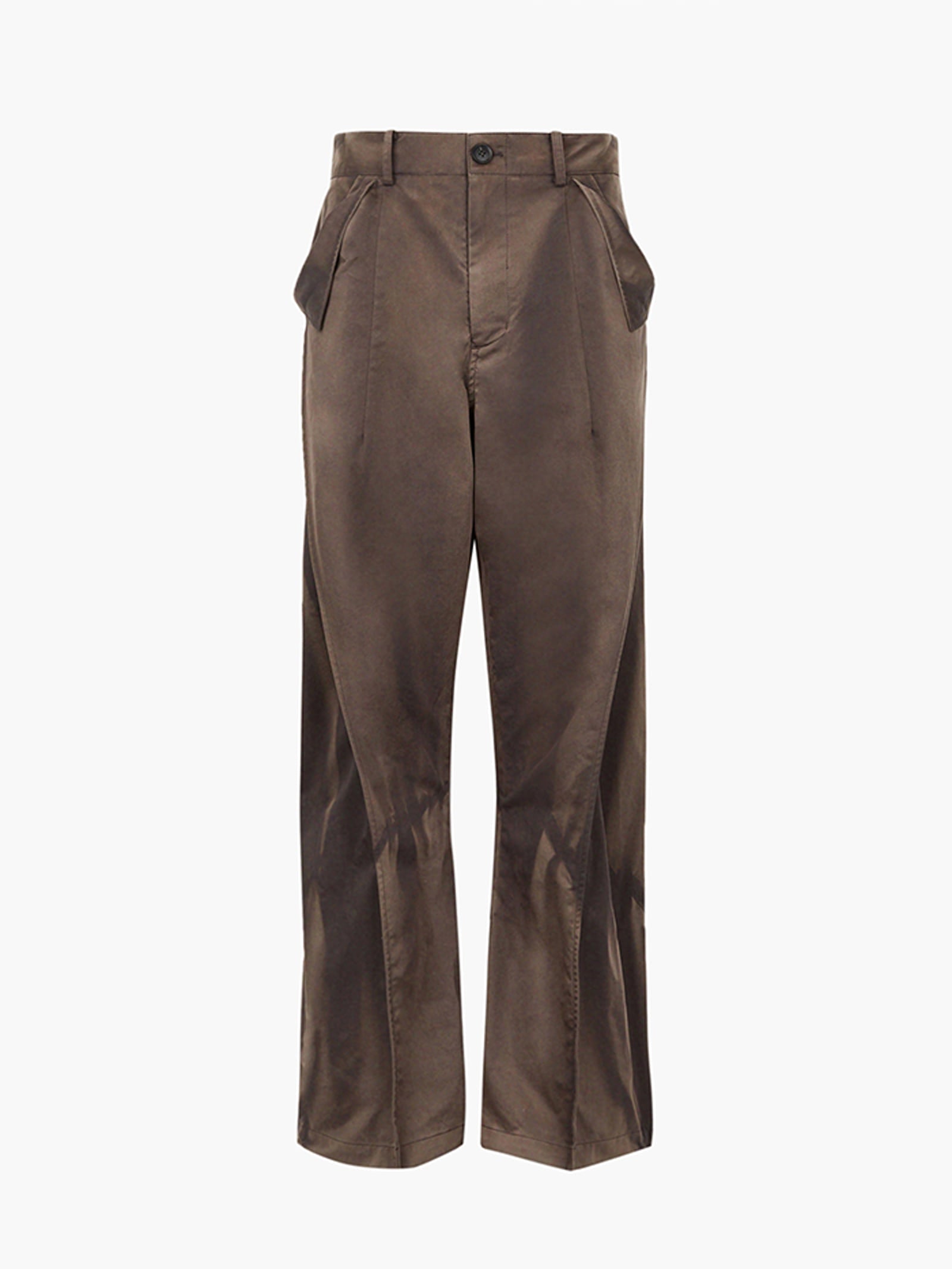 Jiyong Kim - Sun-Bleached Flap Detailed Trousers (Brown) product image 9 | TRAB K-Fashion Australia