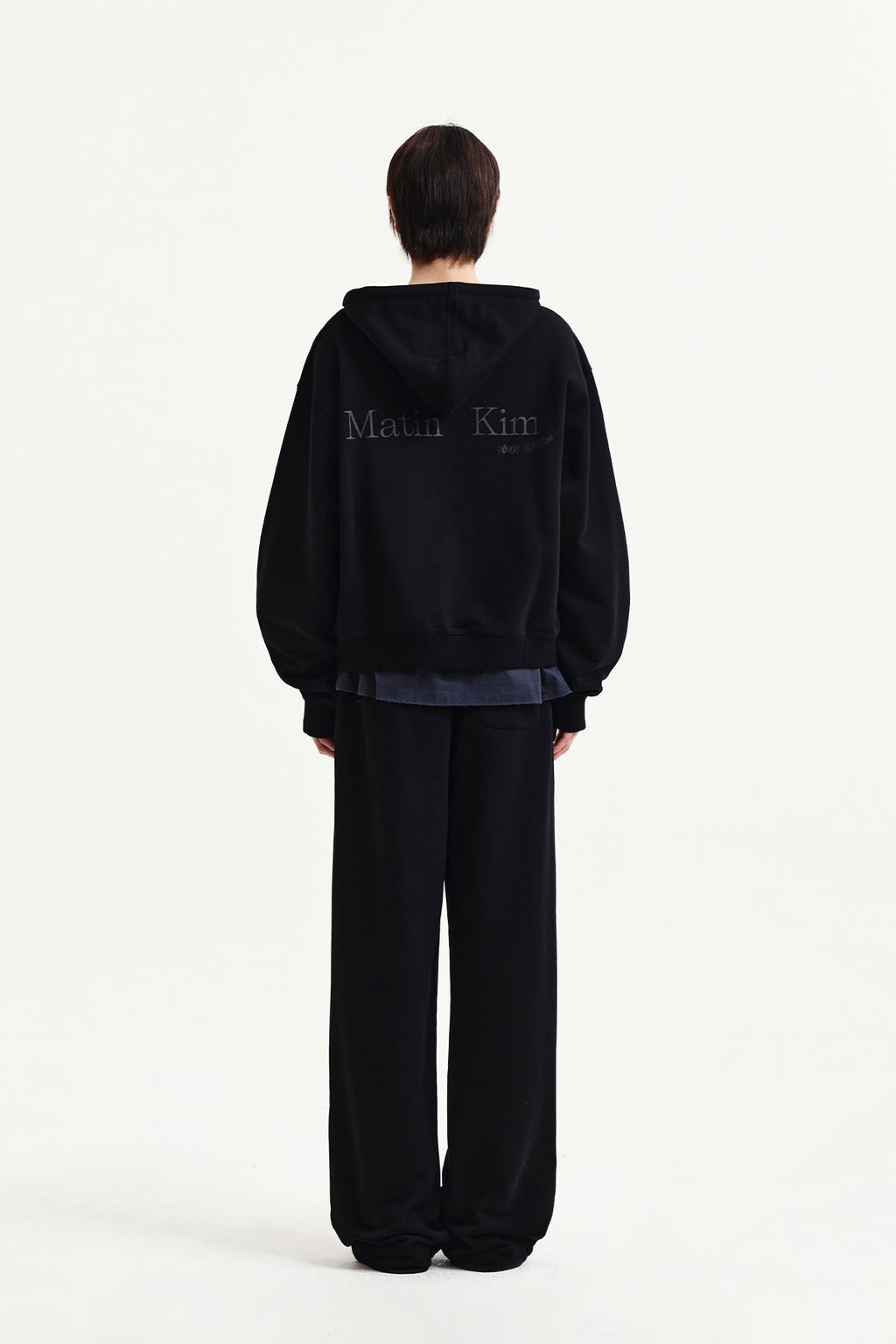 Matin Kim - Back Logo Essential Hoody Zip Up (Black) product image 13 | TRAB K-Fashion Australia