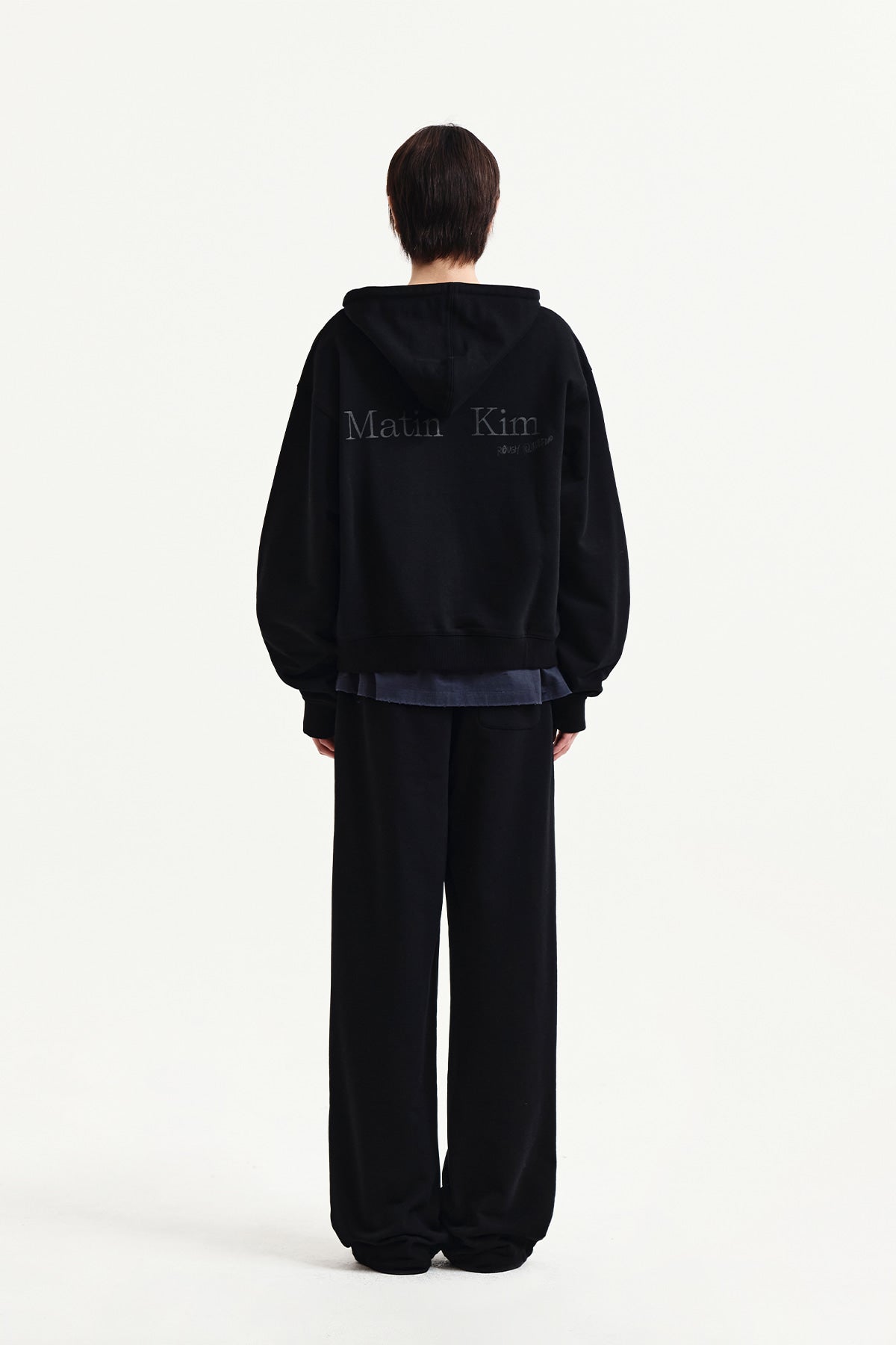 Matin Kim - Back Logo Essential Hoody Zip Up (Black) product image 13 | TRAB K-Fashion Australia