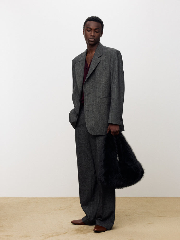 Tonywack - Herringbone Wool Relaxed Tailored Jacket (Mid-Grey Herringbone) product image 5 | TRAB K-Fashion Australia