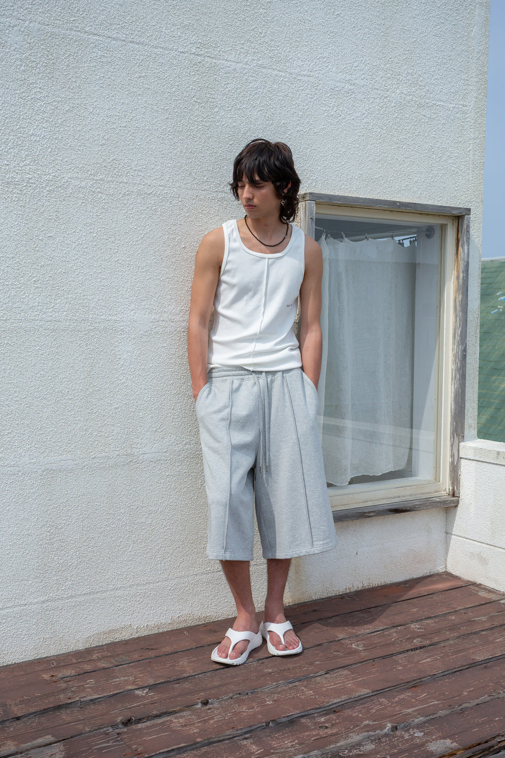 Matin Kim - Small Logo Pintuck Sleeveless Top (White) product image 7 | TRAB K-Fashion Australia