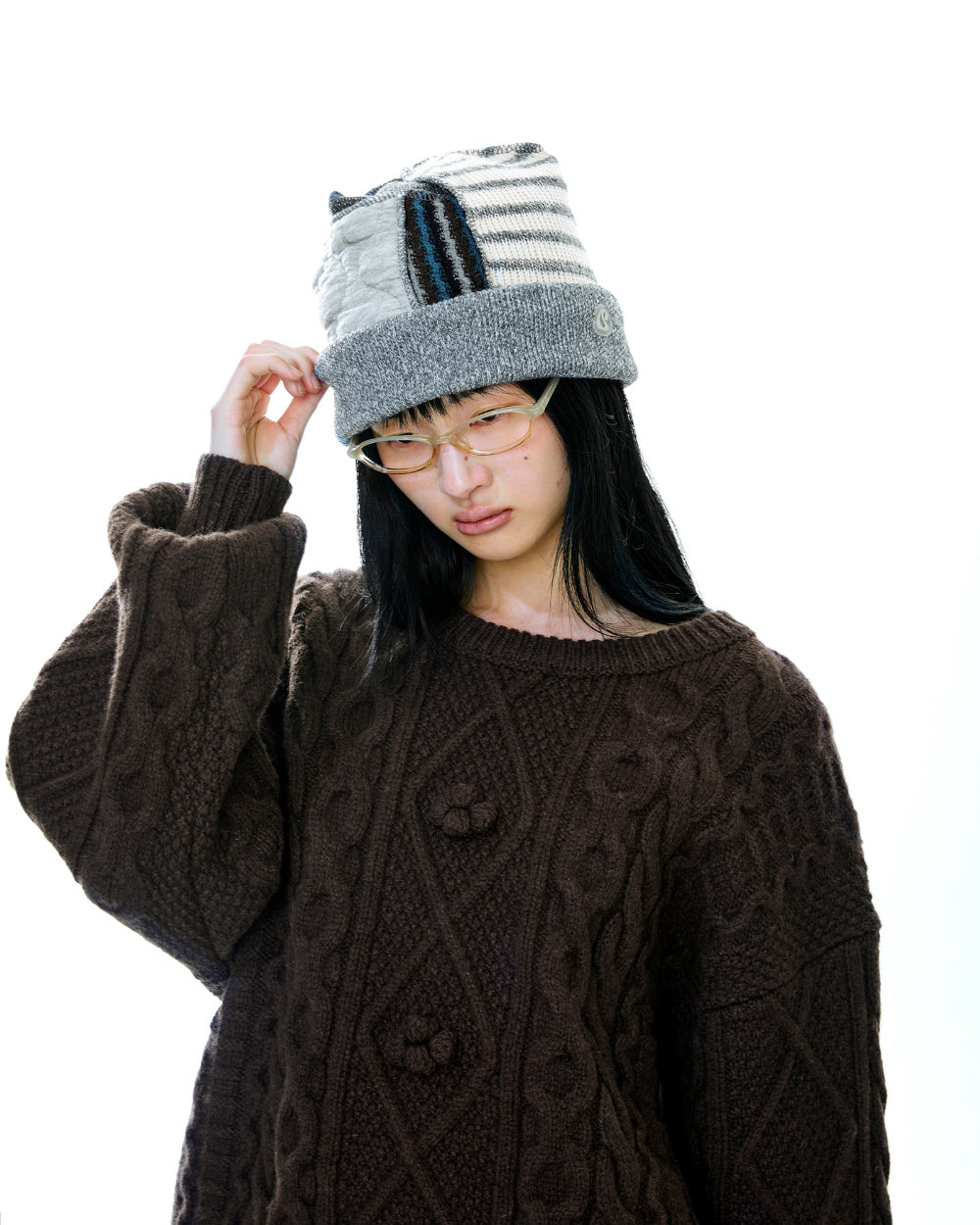 Coyseio - Pompom Cable Knit (Brown) product image 4 | TRAB K-Fashion Australia