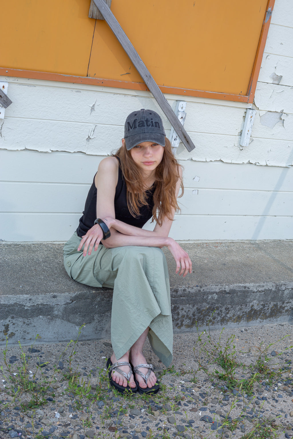 Matin Kim - Logo Applique Slim Tank Top (Black) product image 9 | TRAB K-Fashion Australia