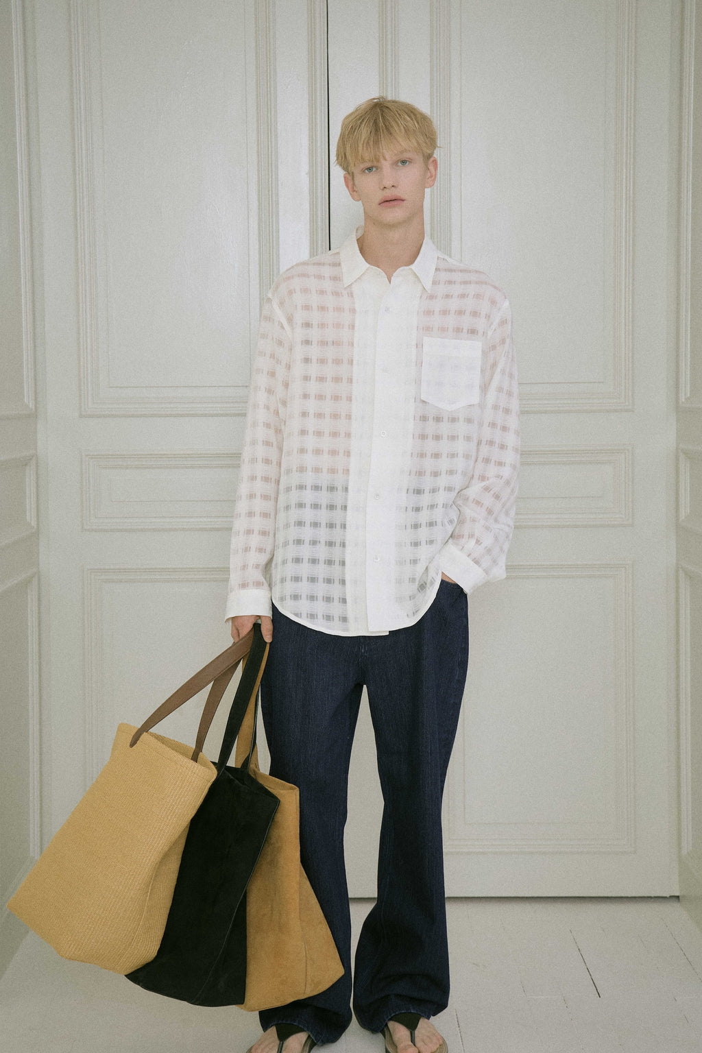 STU - Comfortable Check Shirt (White) product image 4 | TRAB K-Fashion Australia