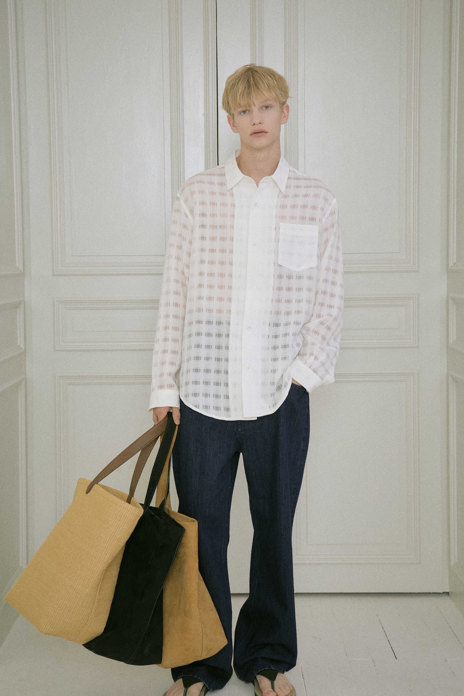 STU - Comfortable Check Shirt (White) product image 4 | TRAB K-Fashion Australia