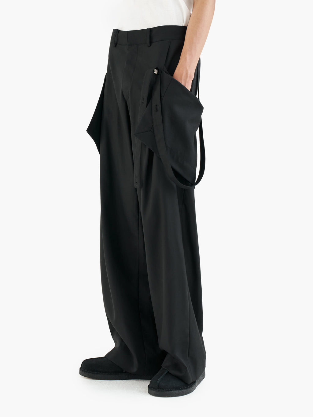 Jiyong Kim - Strap Detailed Tailor Trousers (Black) product image 4 | TRAB K-Fashion Australia
