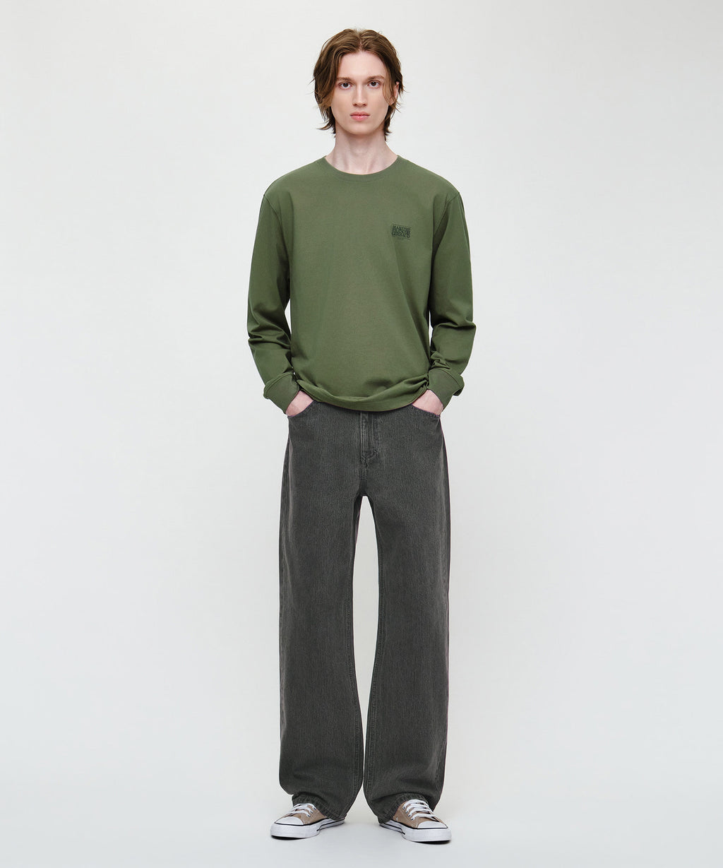 Marithe & Francois Girbaud - Semi-wide Broken Twill Denim Pants (Gray) product image 2 | TRAB K-Fashion Australia