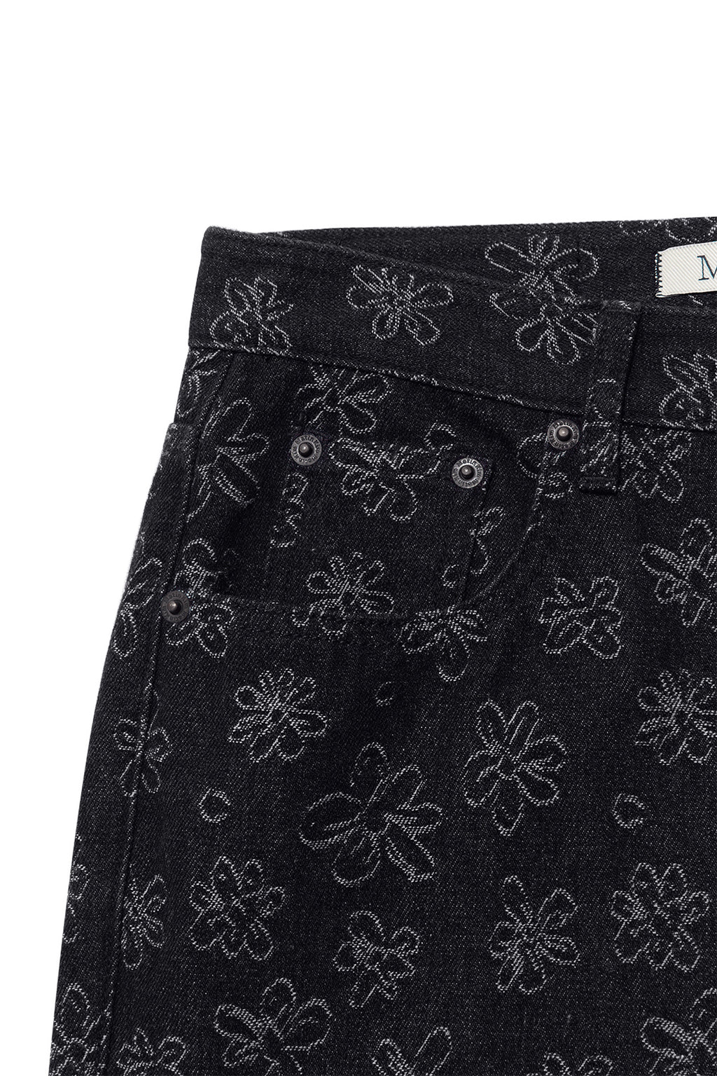 Matin Kim - Flower Pattern Flare Denim Pants (Black) product image 4 | TRAB K-Fashion Australia