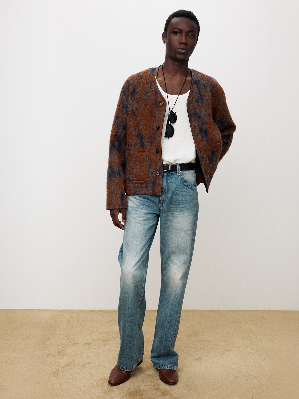 Tonywack - Mohair V-Neck Blouson Italian Fabric (Rust Orange) product image 4 | TRAB K-Fashion Australia