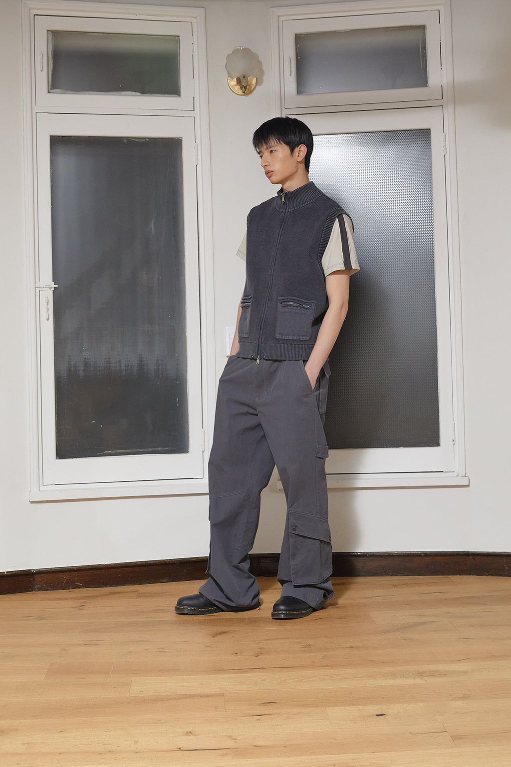 Matin Kim - Out Pocket Cotton Cargo Pants (Smoke Blue) product image 11 | TRAB K-Fashion Australia