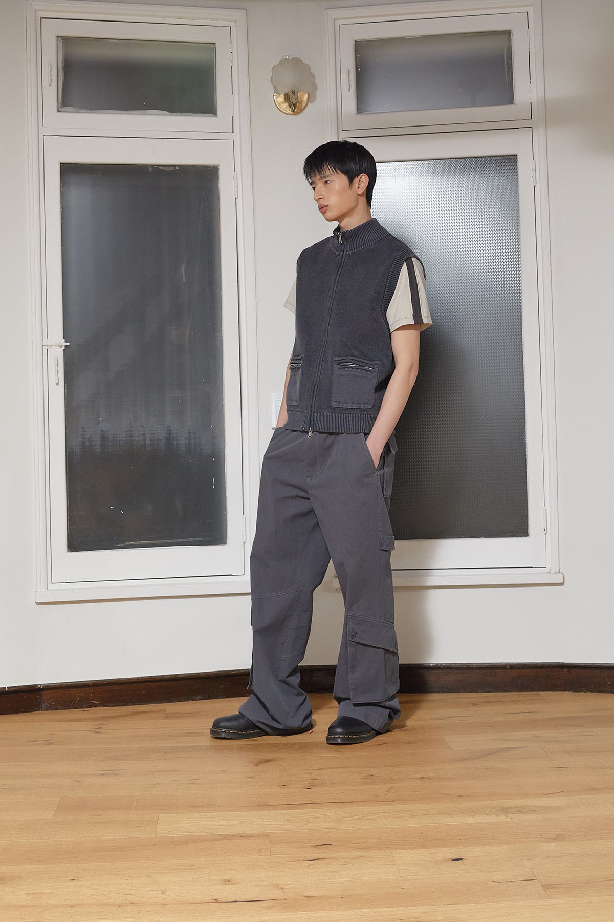 Matin Kim - Out Pocket Cotton Cargo Pants (Smoke Blue) product image 11 | TRAB K-Fashion Australia