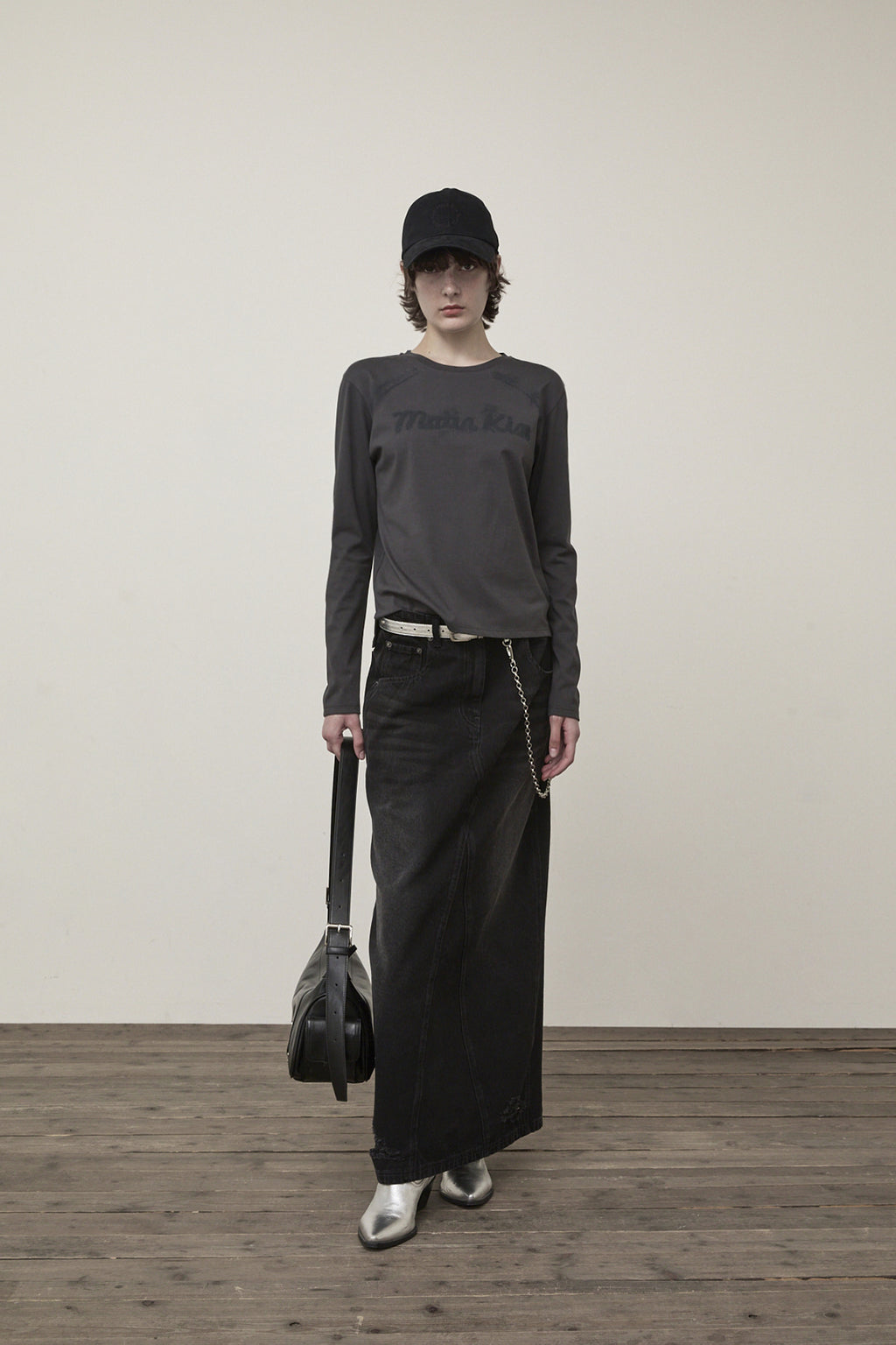Matin Kim - Damage Point Long Denim Skirt (Black) product image 9 | TRAB K-Fashion Australia