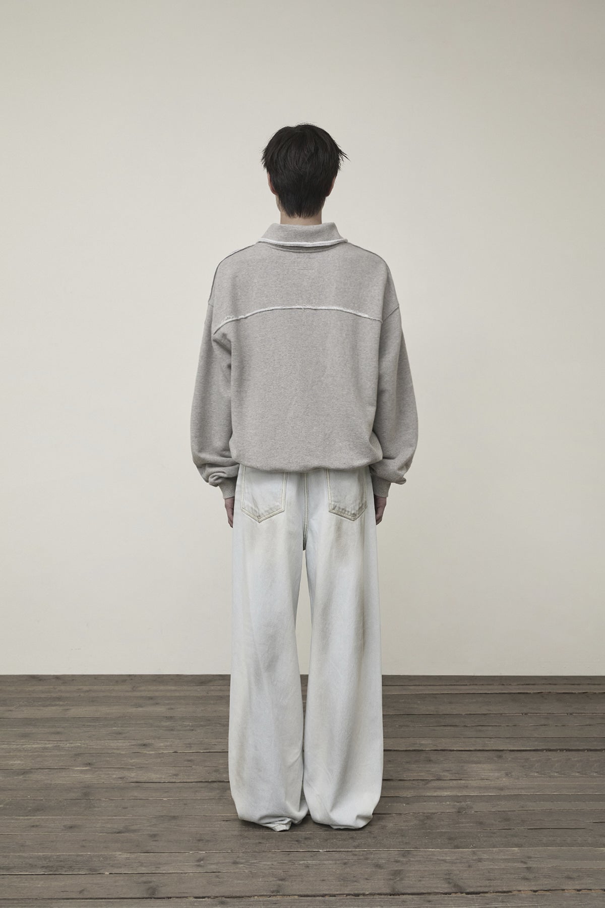 Matin Kim - Cut Out Half Zip Sweatshirt (Grey) product image 9 | TRAB K-Fashion Australia