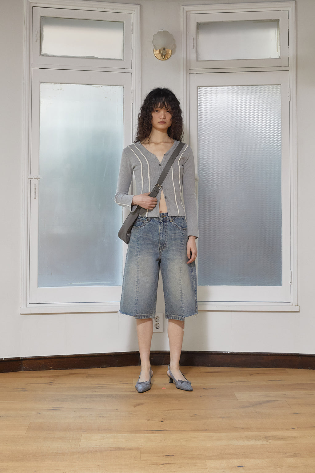 Matin Kim - Hem Point Bermuda Denim Pants (Blue) product image 17 | TRAB K-Fashion Australia