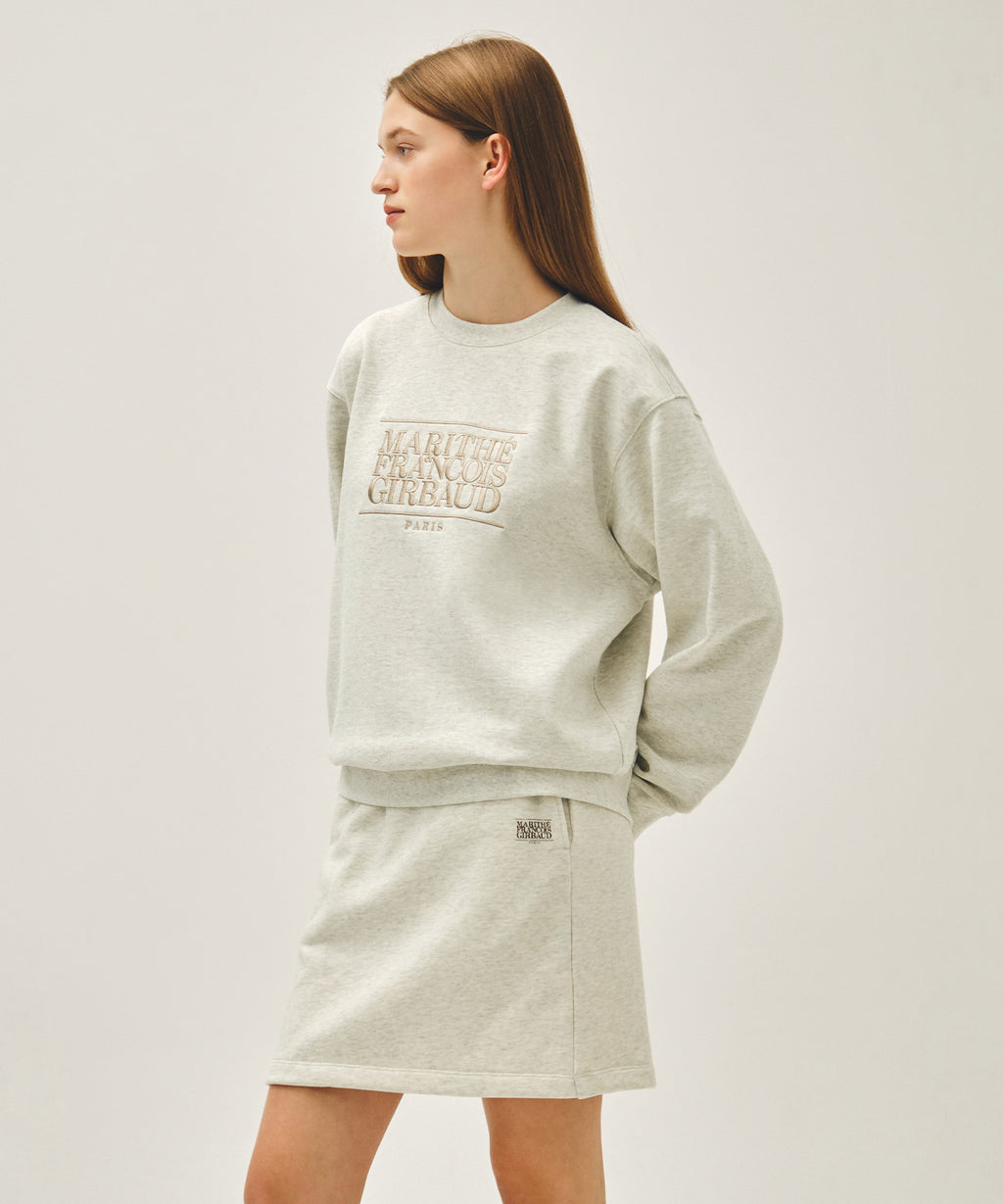 Marithe & Francois Girbaud - Classic Logo Embroidery Sweatshirt (Oatmeal) product image 2 | TRAB K-Fashion Australia