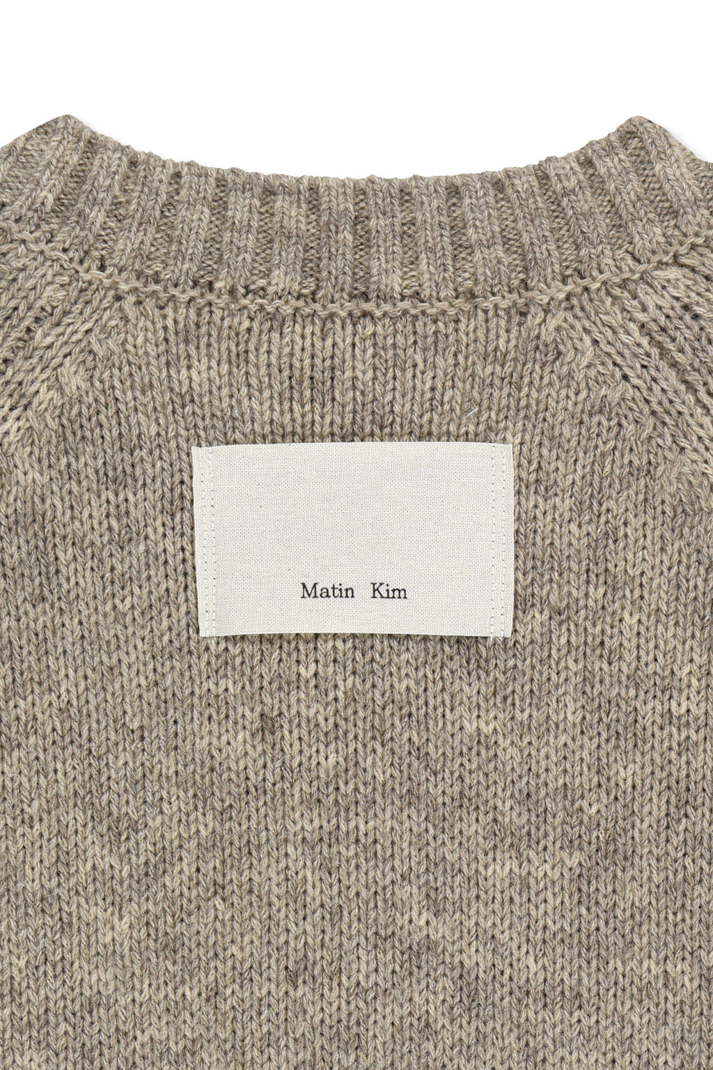 Matin Kim - Matin Button Point Henley Neck Logo Knit Top (Beige) product image 6 | TRAB K-Fashion Australia