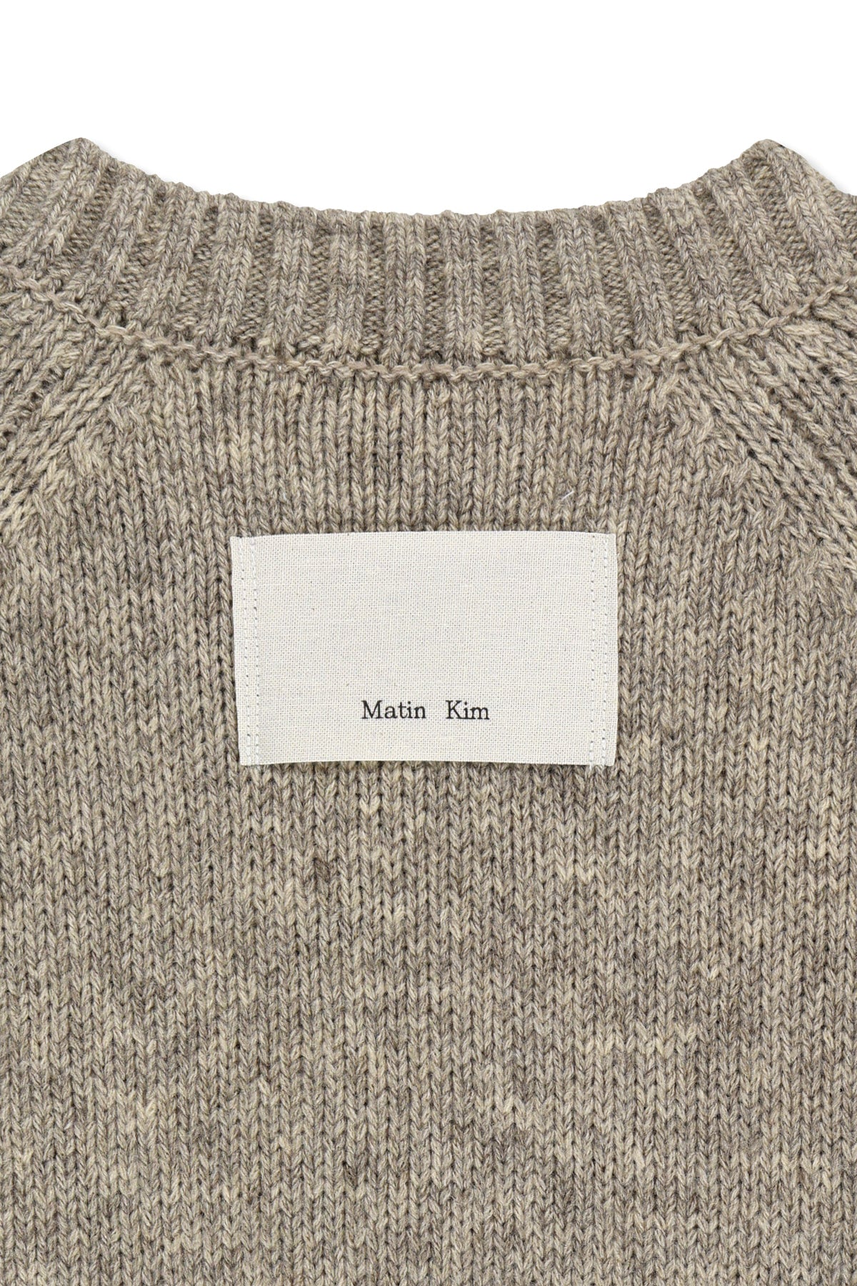 Matin Kim - Matin Button Point Henley Neck Logo Knit Top (Beige) product image 6 | TRAB K-Fashion Australia