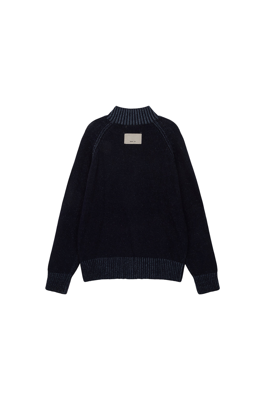 Matin Kim - Two Tone Mixed Knit Zip Up (Navy) product image 2 | TRAB K-Fashion Australia