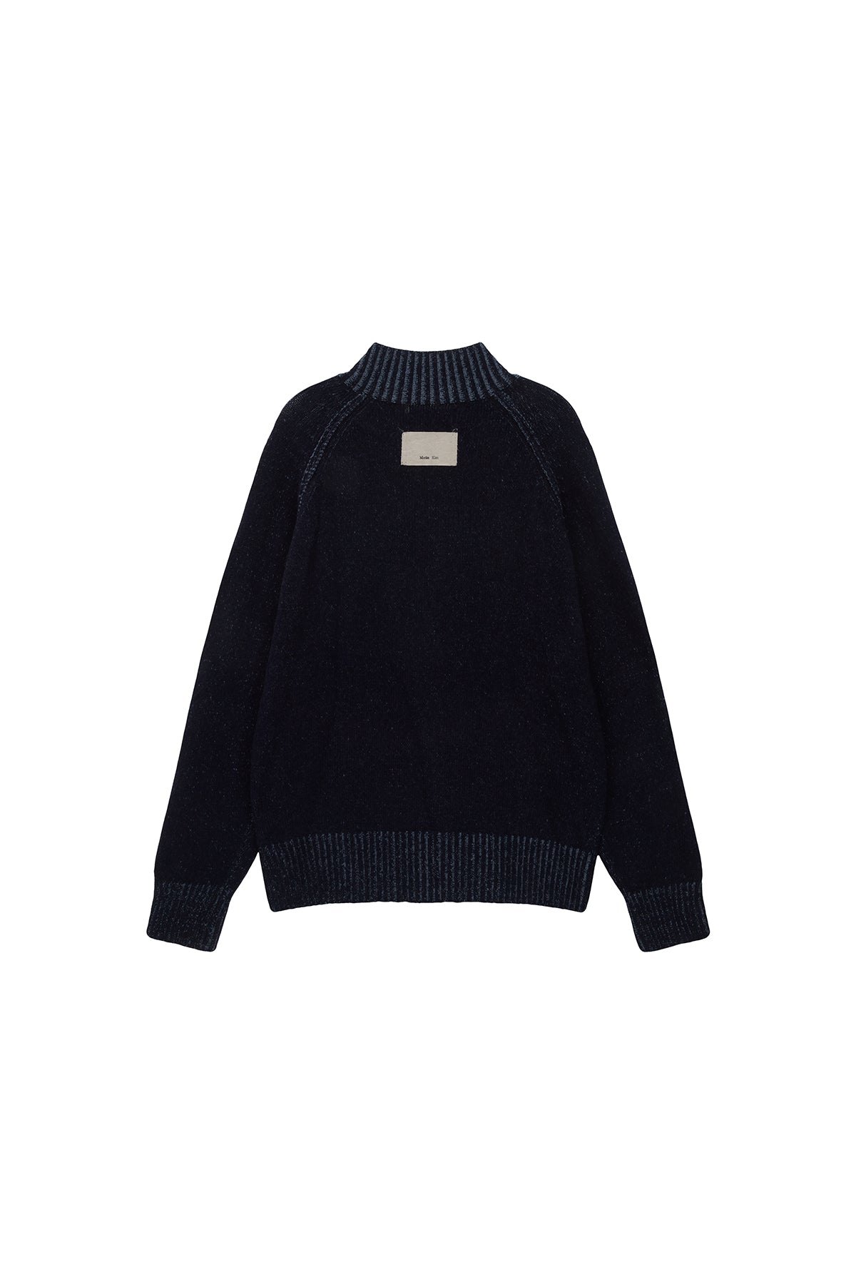 Matin Kim - Two Tone Mixed Knit Zip Up (Navy) product image 2 | TRAB K-Fashion Australia