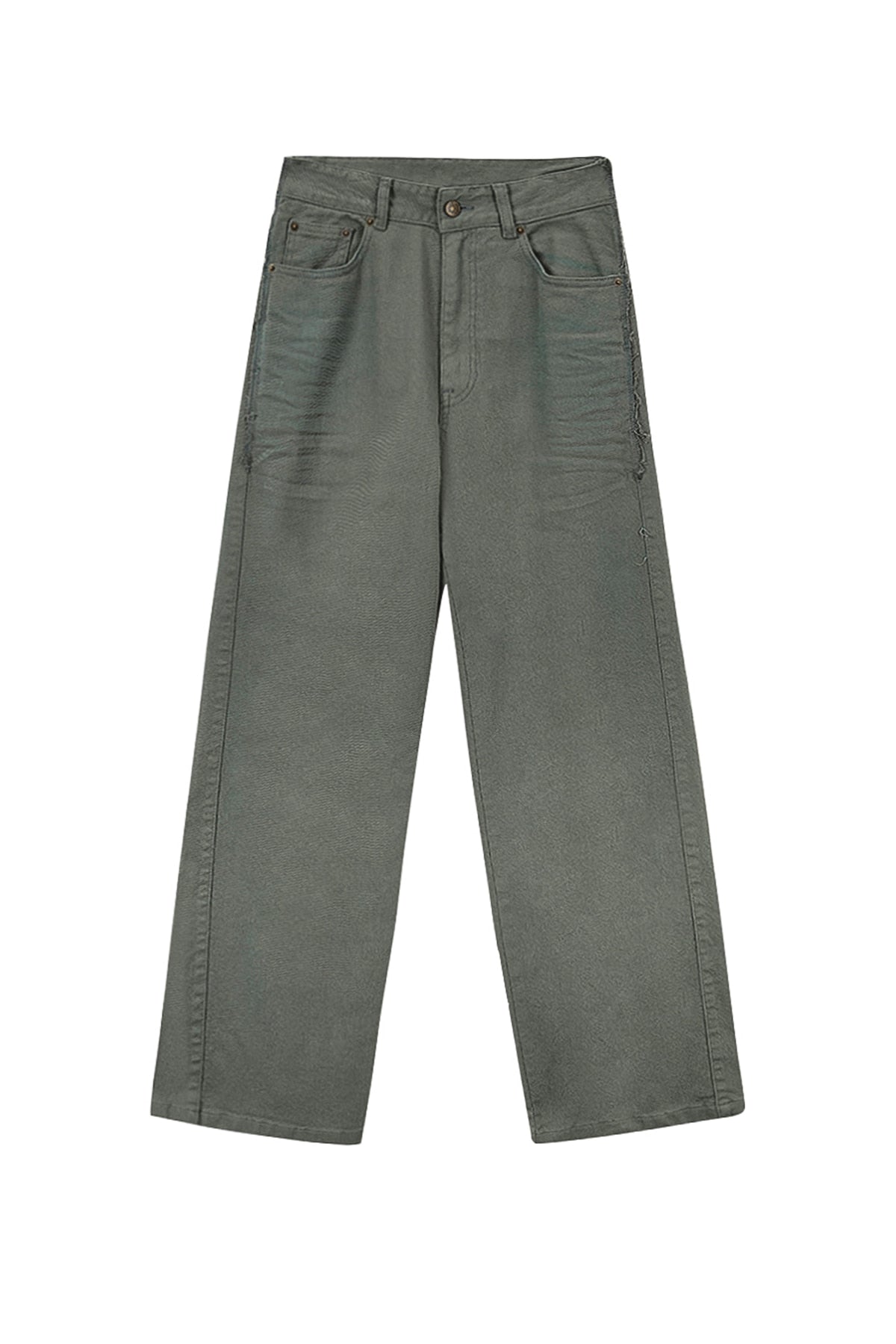 Matin Kim - Color Point Washed Denim Pants (Khaki) product image 1 | TRAB K-Fashion Australia