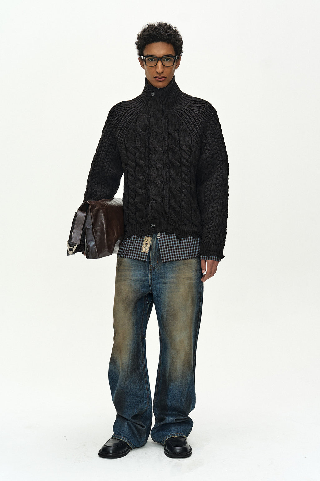 Andersson Bell - Maey Check Layered Shirt (brown/blue) (Brown/Blue) product image 3 | TRAB K-Fashion Australia