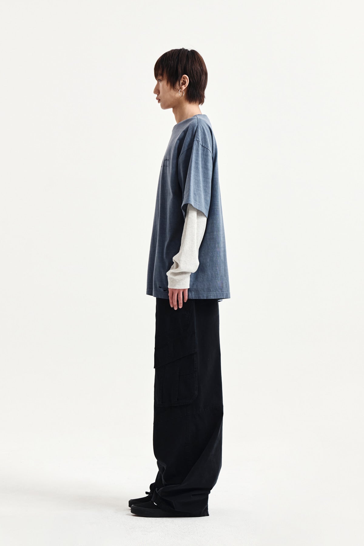 Matin Kim - Distressed Logo Top (Smoke Blue) product image 6 | TRAB K-Fashion Australia