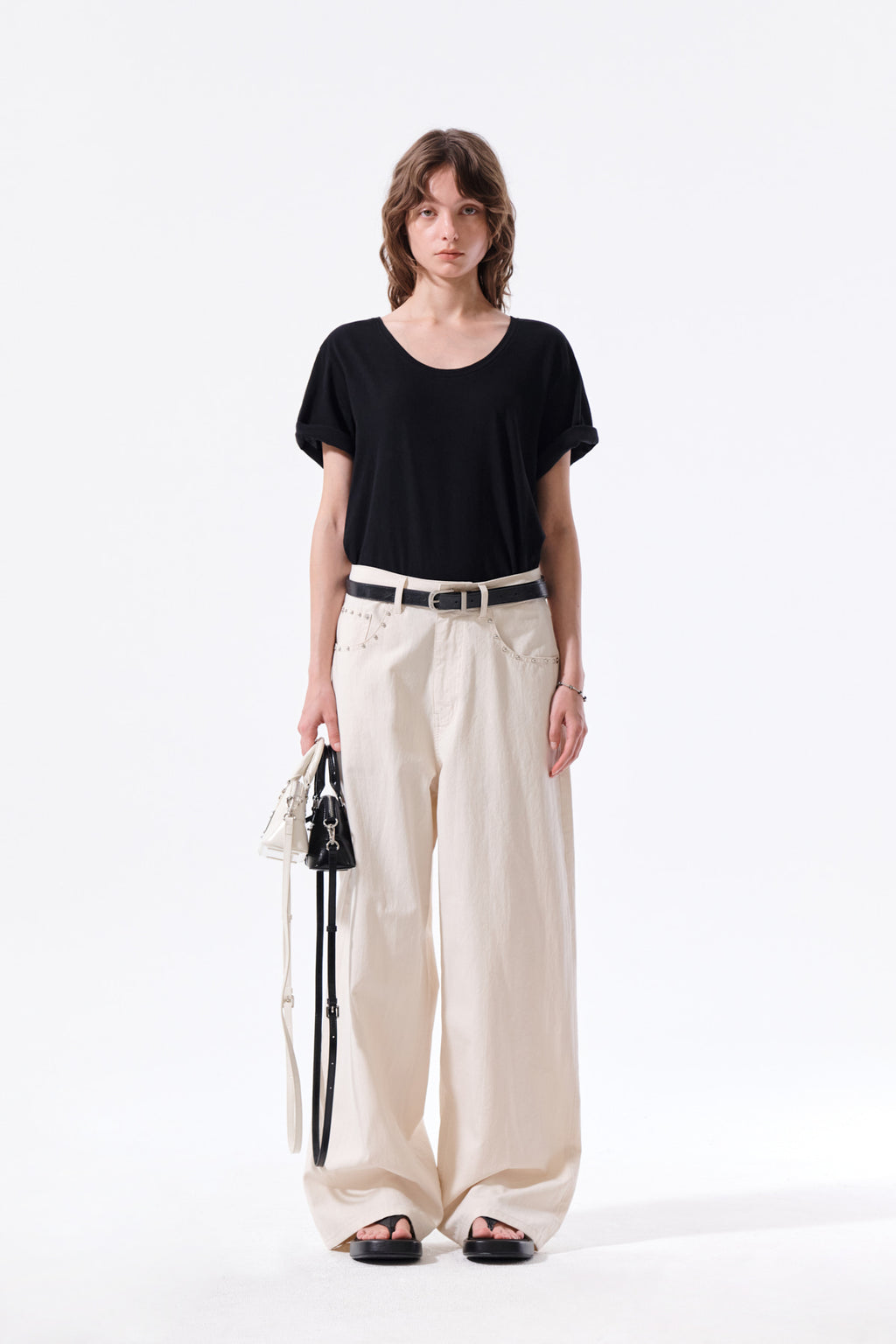 Matin Kim - Stud Point Color Denim Pants (Cream) product image 11 | TRAB K-Fashion Australia