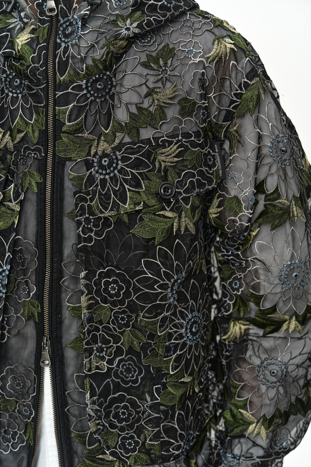 Andersson Bell - Flower Embroidery Sheer Hoodie Jacket (Black) product image 6 | TRAB K-Fashion Australia
